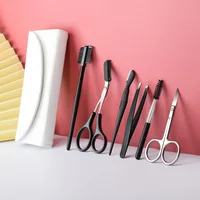 Men's Stainless Steel Eyebrow Trimming Clip 5-piece Set Beginner Eyebrow Trimming Knife Scissors Eyelash Comb Set Makeup Tool 1