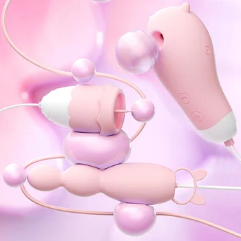 Female Masturbation Silicone Wand Nipples Clitoris Sucker G Spot Vibrator Anal Plug Egg Tongue Licking Oral Sex Toys For Women 6