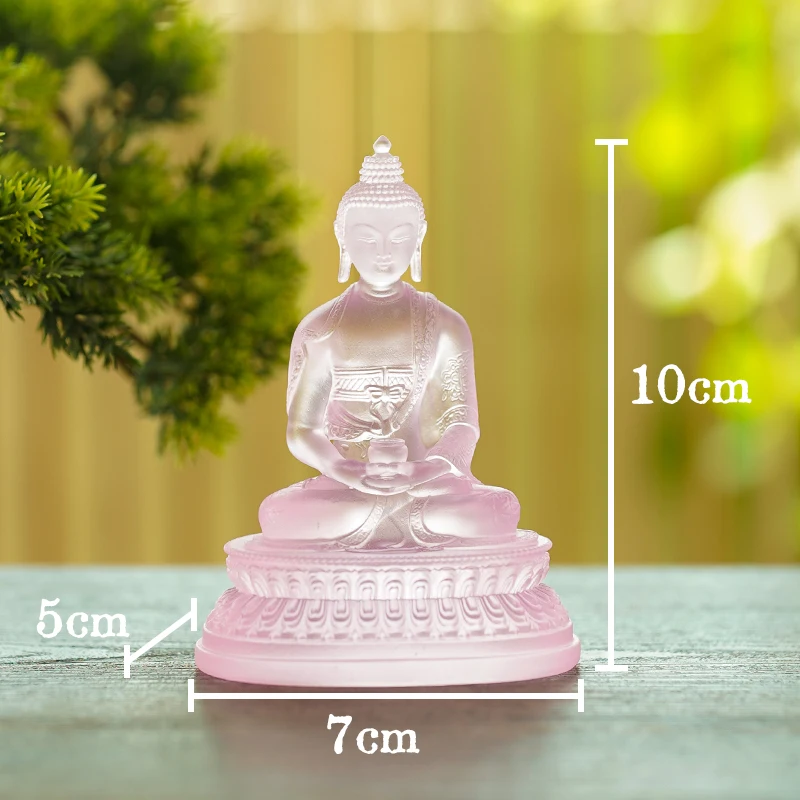 Coloured Glaze Mini Buddha Sculpture, Small Buddha Statue, Green Tara Bodhisattva, Amyokitesvara Incarnation Painted Buddha, 1Pc