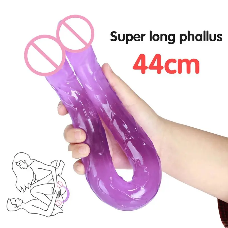 44 cm Weiche Gelee Dildo Doppel Lange Realistische Dildos Schwanz Lesben Vaginal Anal Plug Flexible Gefälschte Penis Für Frauen dildos Sex Spielzeug 1