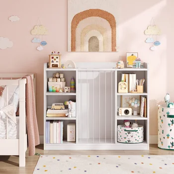 Kids Toy Storage Organizer with 8 Cubbies & Bookshelf 1