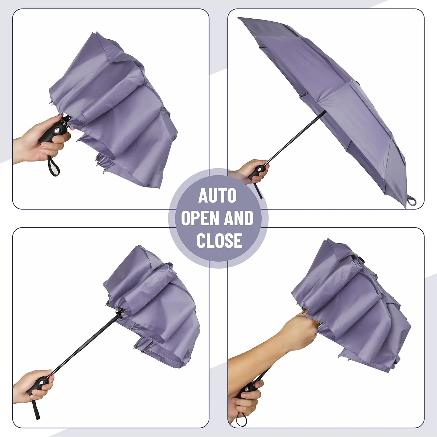 Windproof Travel Umbrella Purple Automatic Umbrellas For Rain Compact Folding Portable Storm Resistant Outdoor Protection folding umbrella automatic umbrella wind resistant umbrella windproof umbrella
