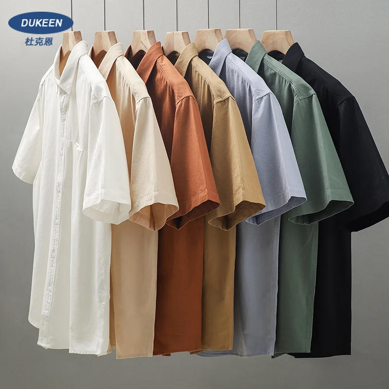 Cotton Shirt Short-Sleeved Mens Summer Retro Solid Color casual short sleeved shirt,short sleeved shirt,button down shirt