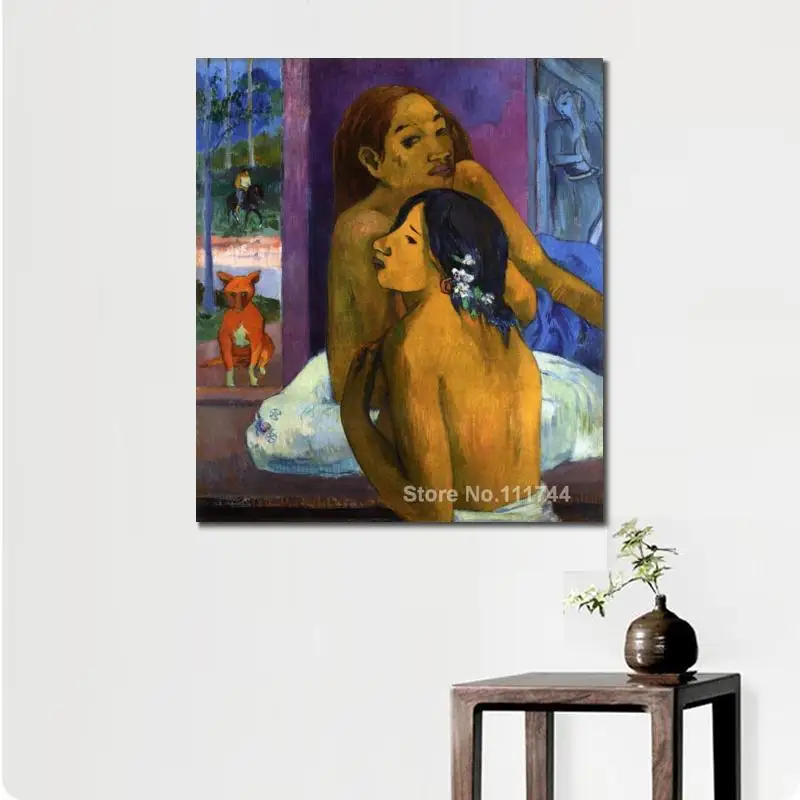 

Figure Modern Canvas Art for Bedroom Flowered Hair Paul Gauguin Paintings Hand Painted Women Artwork High Quality