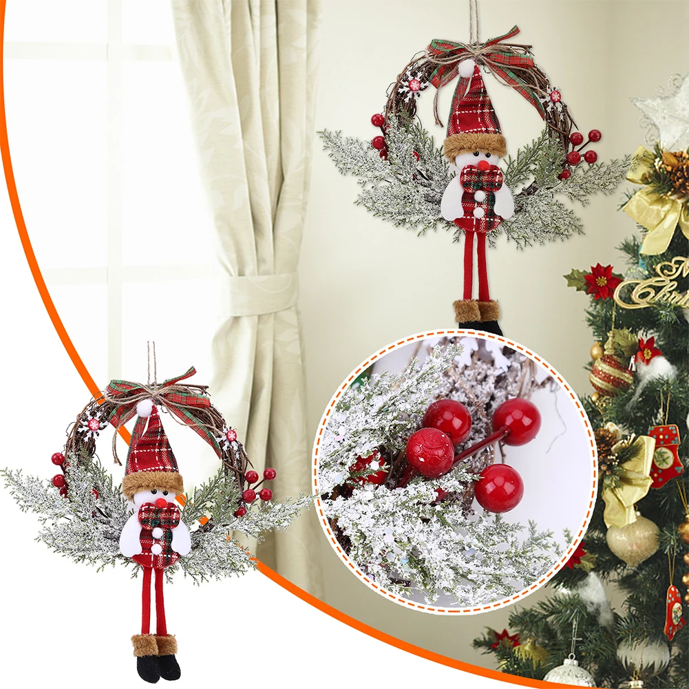 Christmas Wooden Hanging Garland Multifunctional Holiday Art Wreath with Bowknot Festival Theme for Holiday Indoor Outdoor Decor