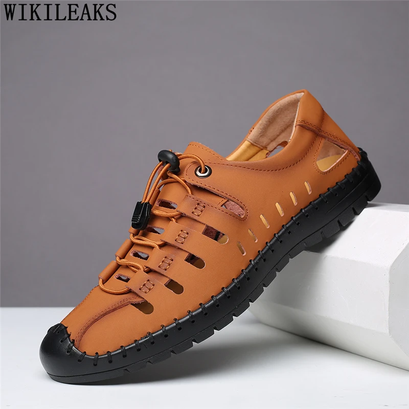 

Summer Shoes Mens Sandals Genuine Leather Fashion Big Size 48 Beach Sandals Men Casual Shoes Luxury Sandals Men Designer Shoes