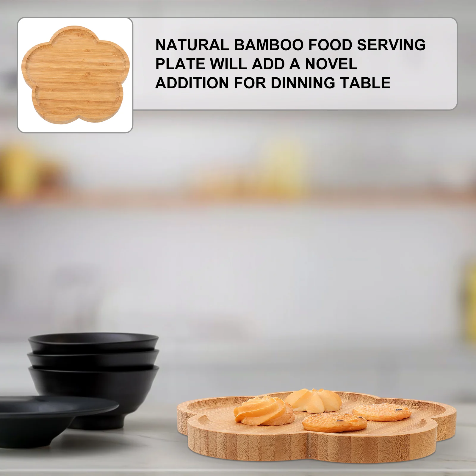 

Wooden Serving Tray Flower Shaped Dessert Plate Serving Platter Dinner Plate Appetizer Plates For Steak Snack Seafood Cooking