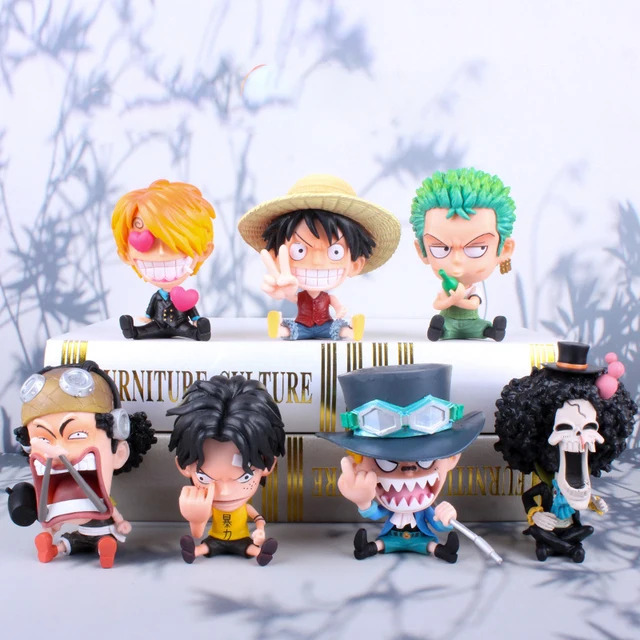 Paiuan OP Figures Toy 6PCS Luffy Sanji Ace Zoro Robin Sabo Action