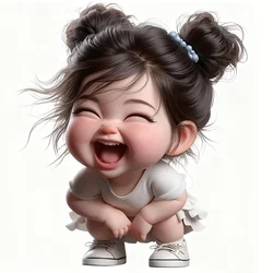 Vibrant Laughing Girl Cartoon Vinyl Decal - Self - Adhesive Sticker (1pc)