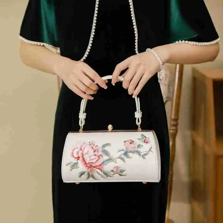 

Женская сумка в старинном стиле, Золотая сумка ручной работы с отверстием для рта, сумочка чонсам, сумка для ужина со скошенным концом, Китайская Республика Фэн Шань Юэ