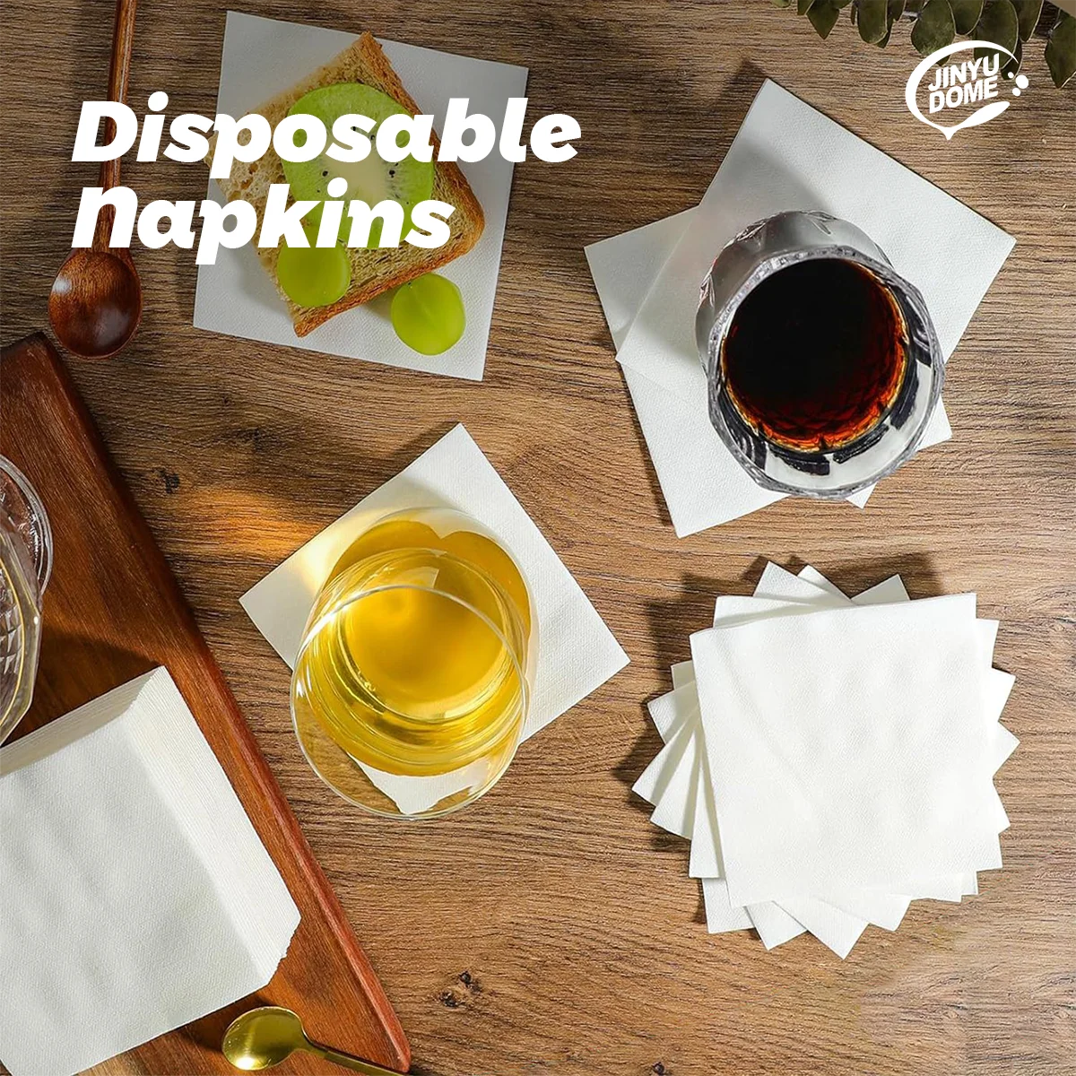 JINYUDOME 50Pcs Disposable Linen-Feel Cocktail Dinner Napkins,7.87*7.87" For Cafe Bar,Party Tissue Napkins Decoration Serviettes