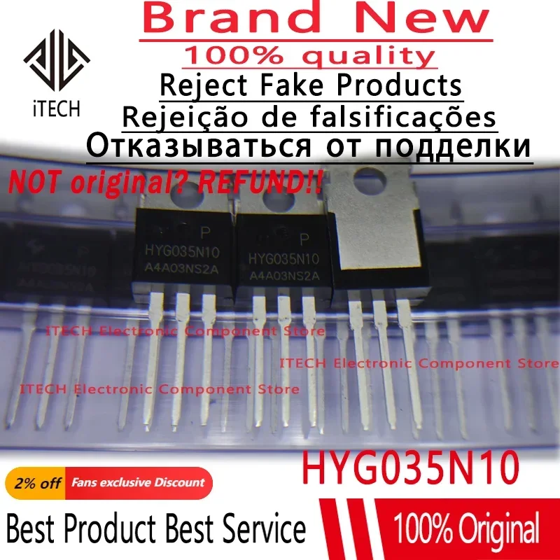 10pcs lot Original HYG035N10NS2P G035N10 G035N10P HYG035N10 TO220 100V180A MOSFET New and Genuine mosfet transistor