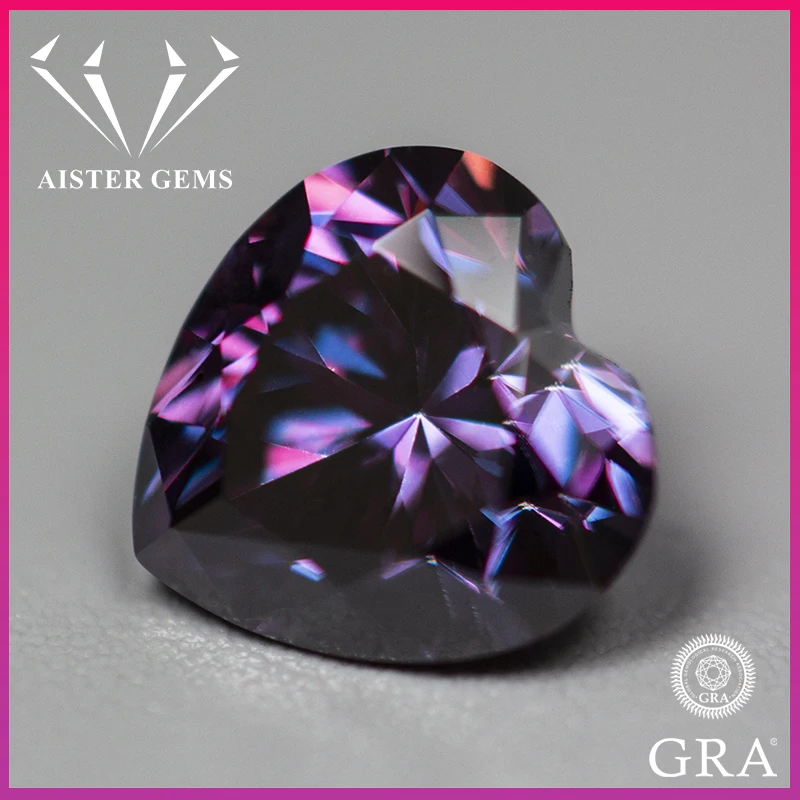 Pietre Sciolte Moissanite A Forma Di Cuore Viola Reale Con Certificato Gra Pass Diamond Tester Vvs1 1.0-
