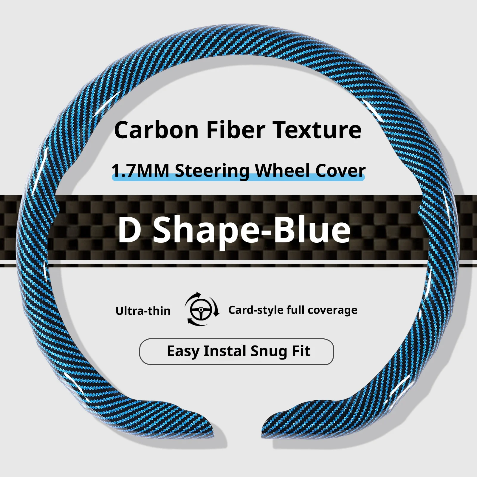 Luxury Carbon Fiber Texture Steering Wheel Cover - 15 Inch