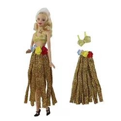 Ensemble de tenues de poupée pour Barbie, ravissant, doré, 11.5 pouces, soutien gorge, haut, jupe, robe de danse, accessoires, jouet pour enfants, cadeau, 1/6 