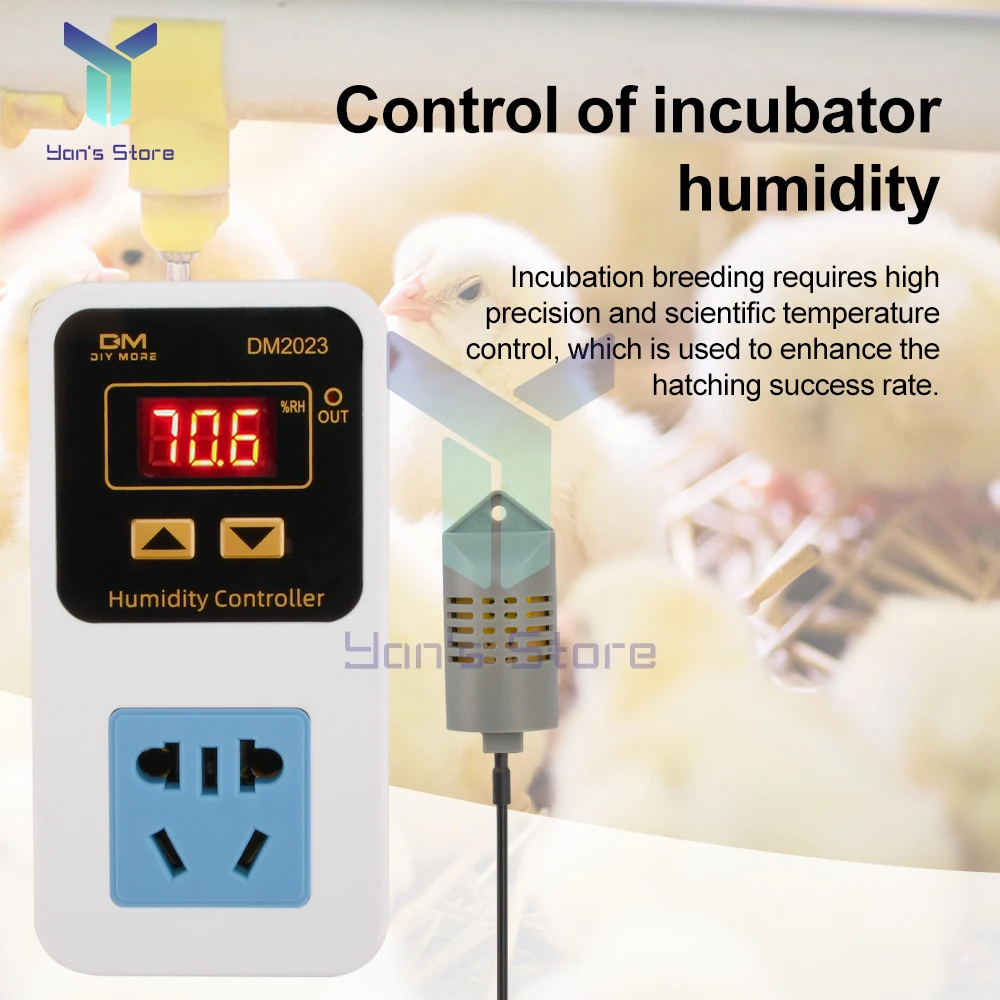 

W2023 Digital Display Humidity Controller Humidifier Humidification Dehumidification Smart Humidity Control Socket AC110-220V