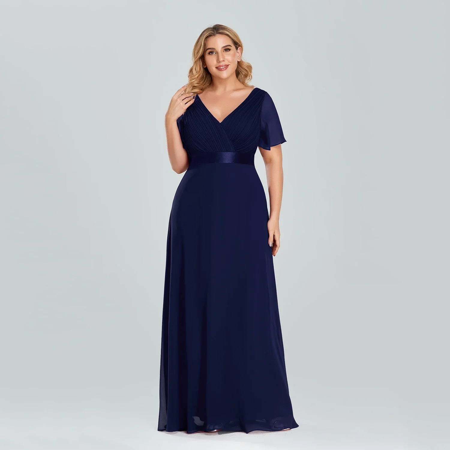 Women&rsquo;s Plus Size Evening Dress Long Simple Elegant V Neck Ruffled Chiffon Formal Wedding Party Dress Bridesmaid Ballgown satin wedding dress bridesmaid dresses