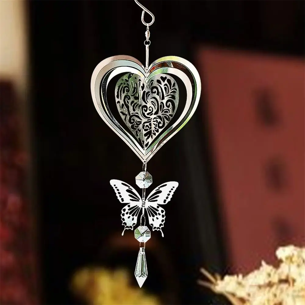 3D Kinetic Crystal Suncatcher Wind Spinner Hanging Glass Pendant Bird Deterrent Mirror Reflective Garden Yard Decor for Outdoor