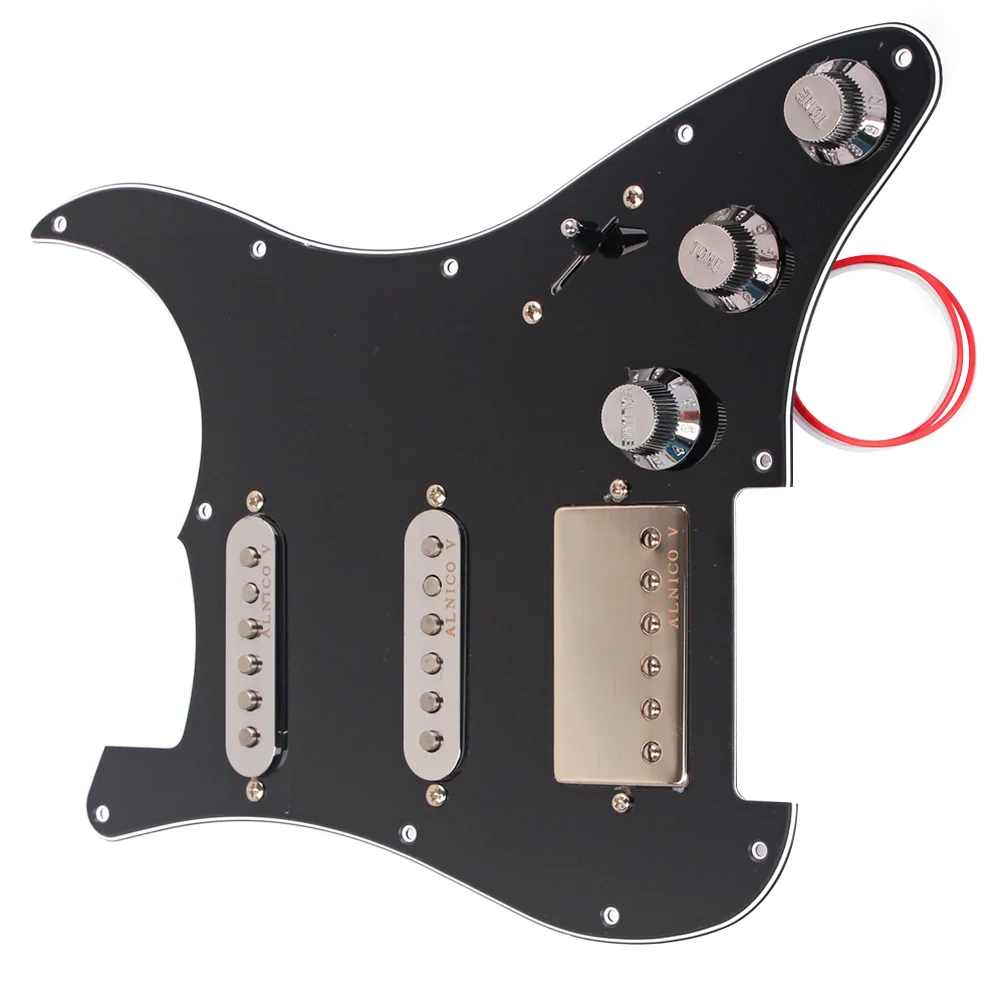 

3-ply Prewired Pickguard Guard Plate with SSH Pickup Guitar Protector Board Pickup Humbuckers for Electric Guitar (Black)
