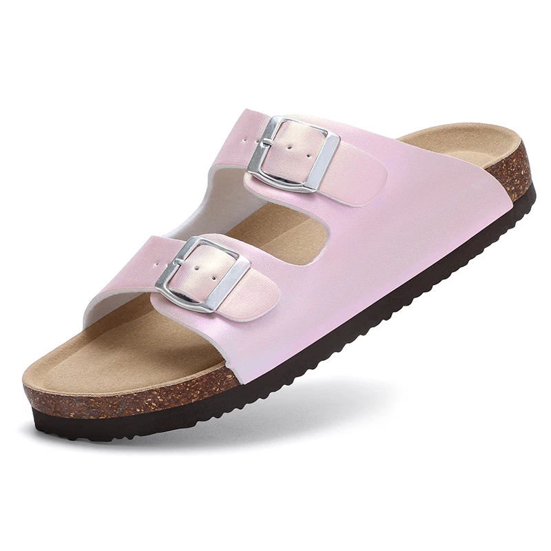 Women Double Metal Buckle Comfortable Summer Slippers