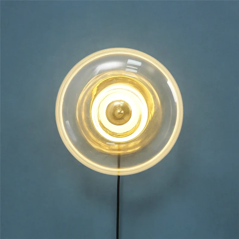 Nordic Glass Wall Lamps Touchable Switch Room Decor Table Lights Modern Indoor Bedroom Button Switch with Wire Lighting Fixtures