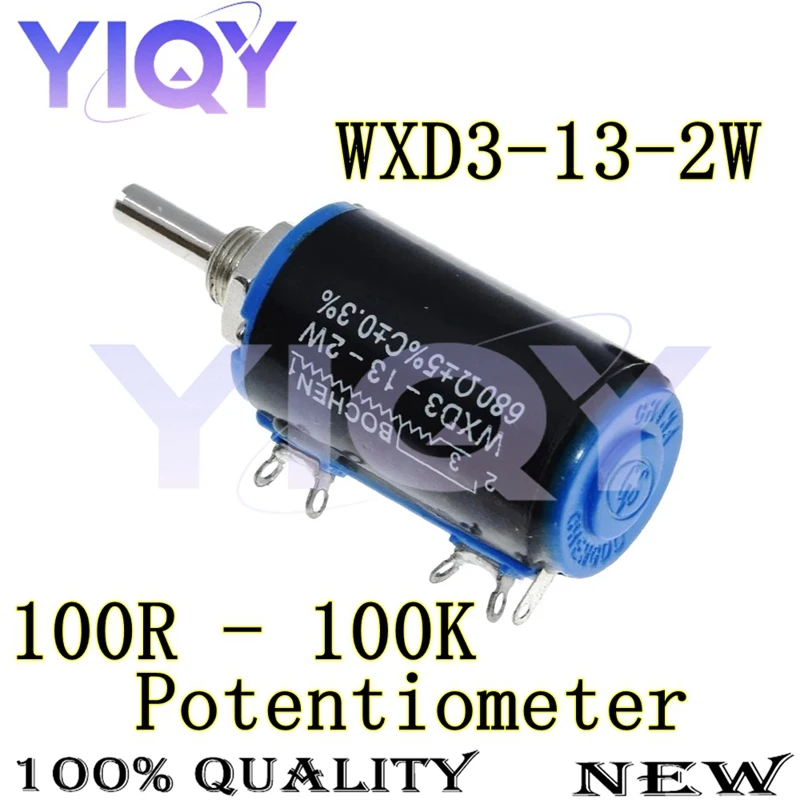 Reland Sun WXD3-13-2W 103 Multidreh-Potentiometer – 1 KΩ, 2 W, 10 Umdrehungen, Drahtgewickelt, Mit Achse 4 Mm
