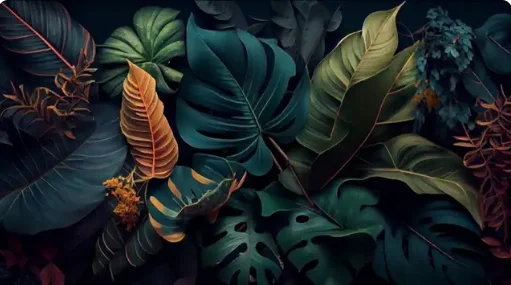 3D Tropical Plant Wallpaper, Folha verde, Pintura