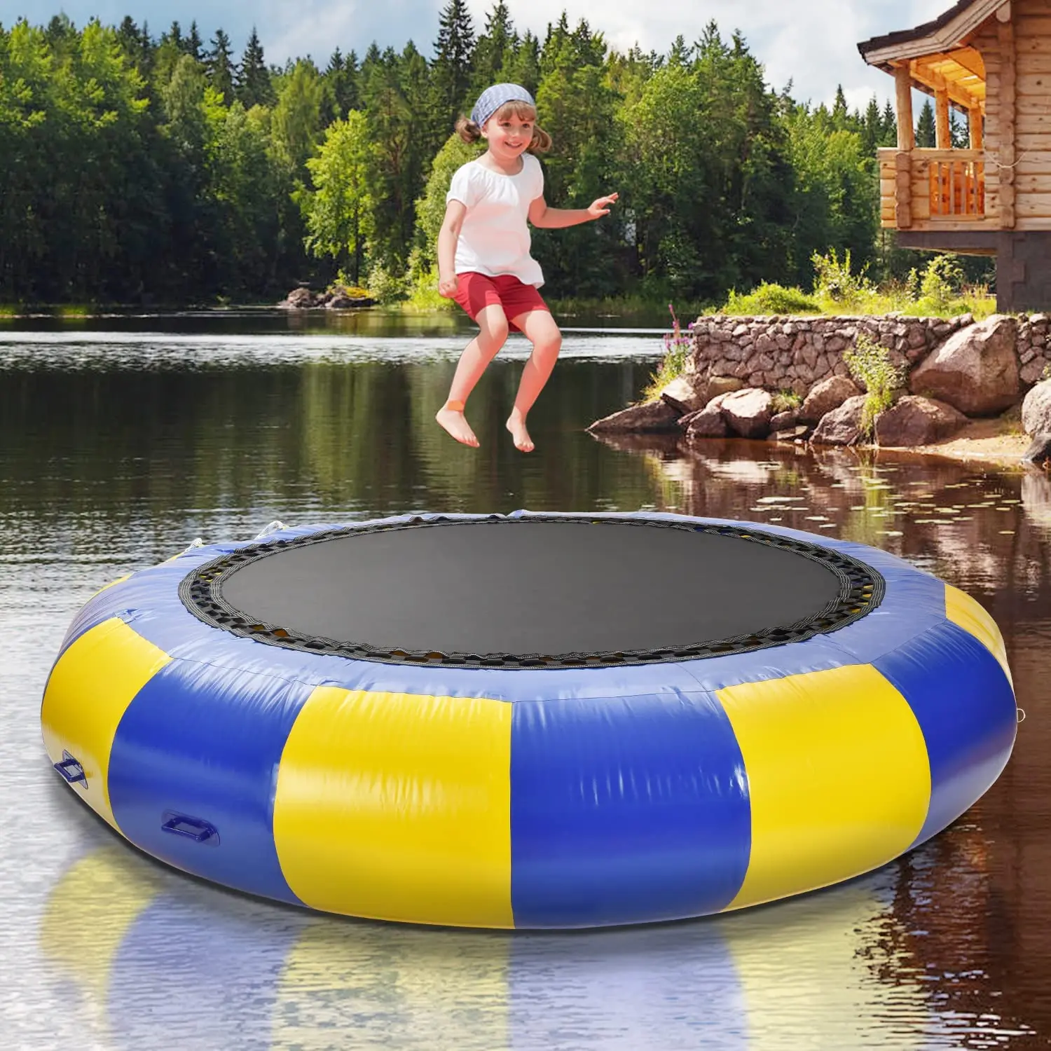 Free Shipping water trampoline 3M diameter 0.9mm inflatable trampoline or inflatable bouncer summer water toy water park _ - AliExpress Mobile