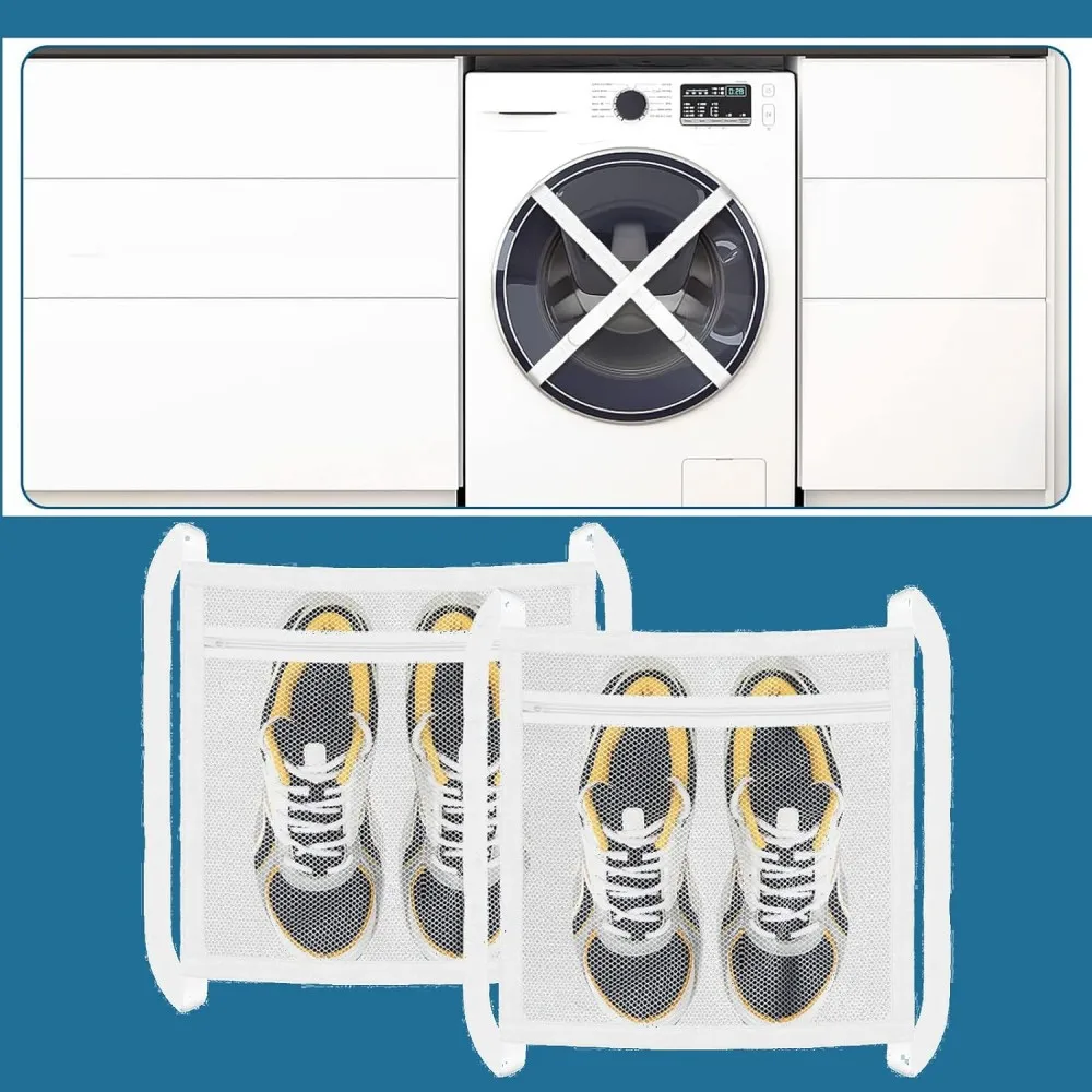 1/2/3 Pcs Sneaker Washing Machine Bag Mesh Washing Bag,Portable Laundry Dryering Net Bags for Shoes,Dryer Door Shoe Net Bag 4