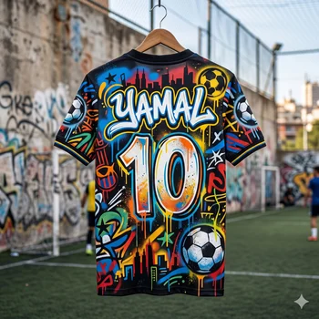 Kids Unisex #Yamal #10 Graffiti Street Art Football Soccer T Shirt Breathable Quick Dry Child Sportswear Training Fan Tee 1