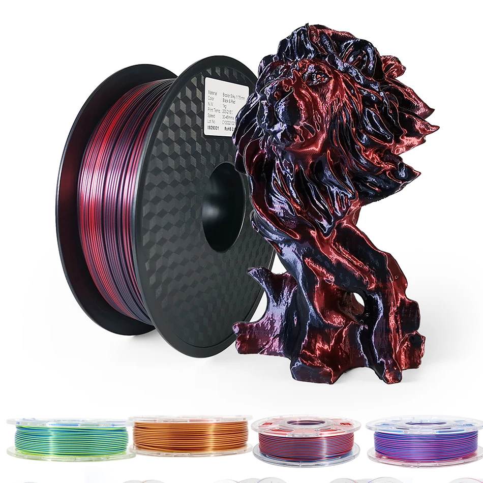 Twee-Tone 3D Printer Filament Pla 250G Duotone 1.75Mm Voor 3D Afdrukken Magic Rood-Blauw Zwart-Rode Twee Kleuren Zijde-achtige Materiaal