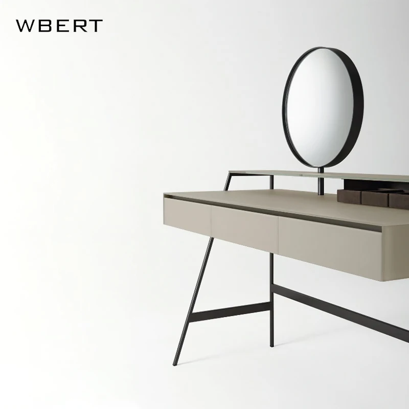 Wbert Nordic Modern, Minimalist, Contemporary, Light Luxury Hotel, Moon Mirror Vanity, , Bedroom Makeup Table
