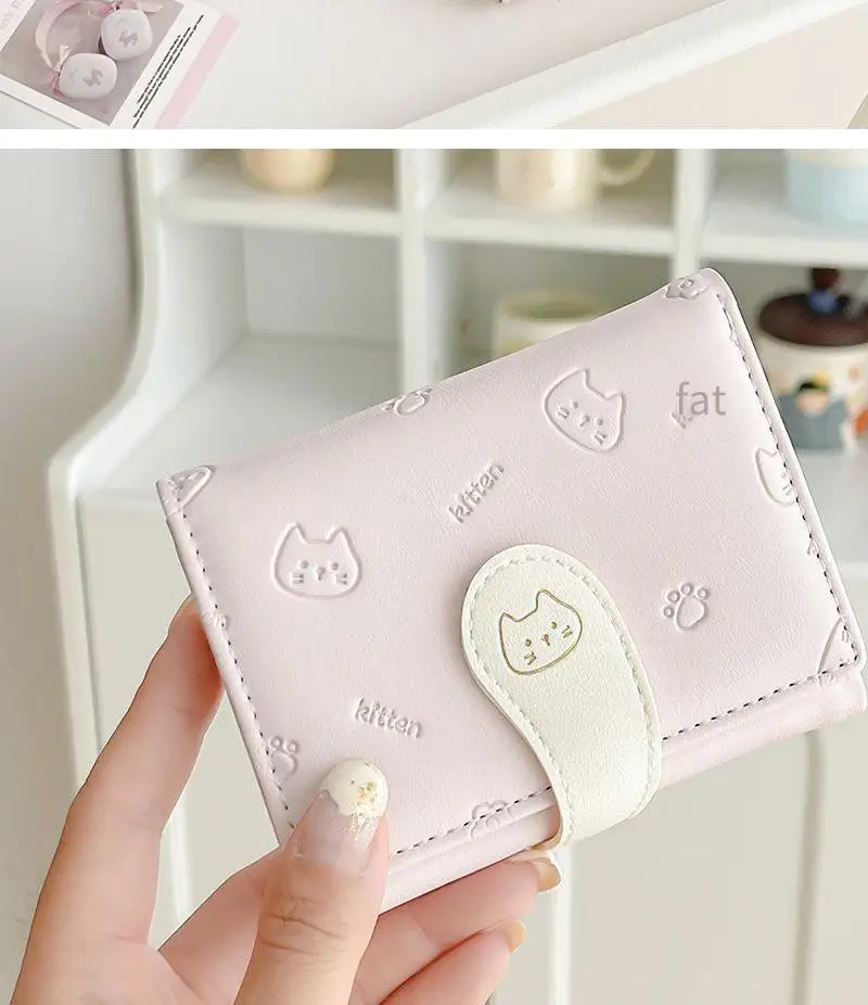 Pastel Cat Print Trifold Wallet