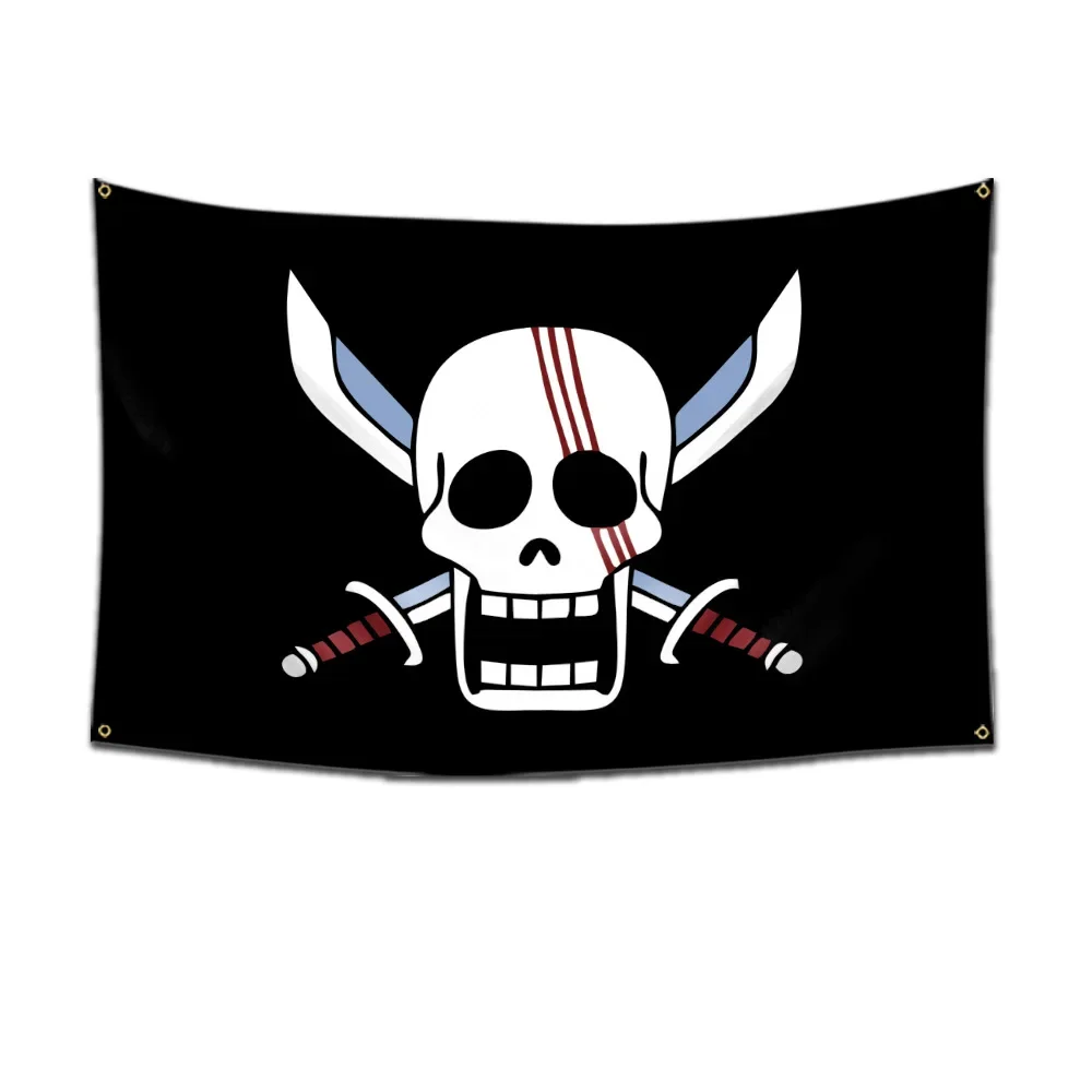 thumbnail image 1 of Bandera de calavera pirata de One Piece de Anime, decoración de pared para el hogar y el dormitorio, pancarta con pintura de sombrero de paja de Luffy, bandera pirata, juguetes para niños, regalo, 1 of 5