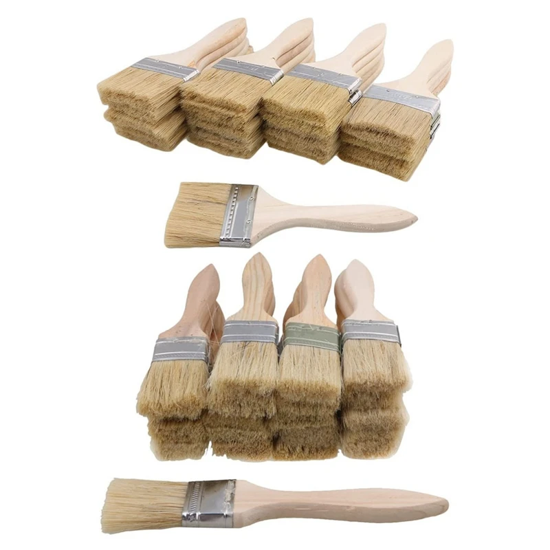 

48 Pcs Paint Brushes And Chip Paint Brushes For Paint Stains Varnishes Glues And Gesso, 24 Pcs 35Mm & 24 Pcs 70Mm