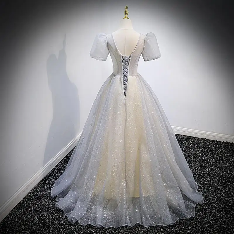 Glitter Quinceanera Dresses Ball Gown V Neck Short Sleeves Princess Girl Sequin Sweet 16 Prom Dresses Evening Formal Gowns