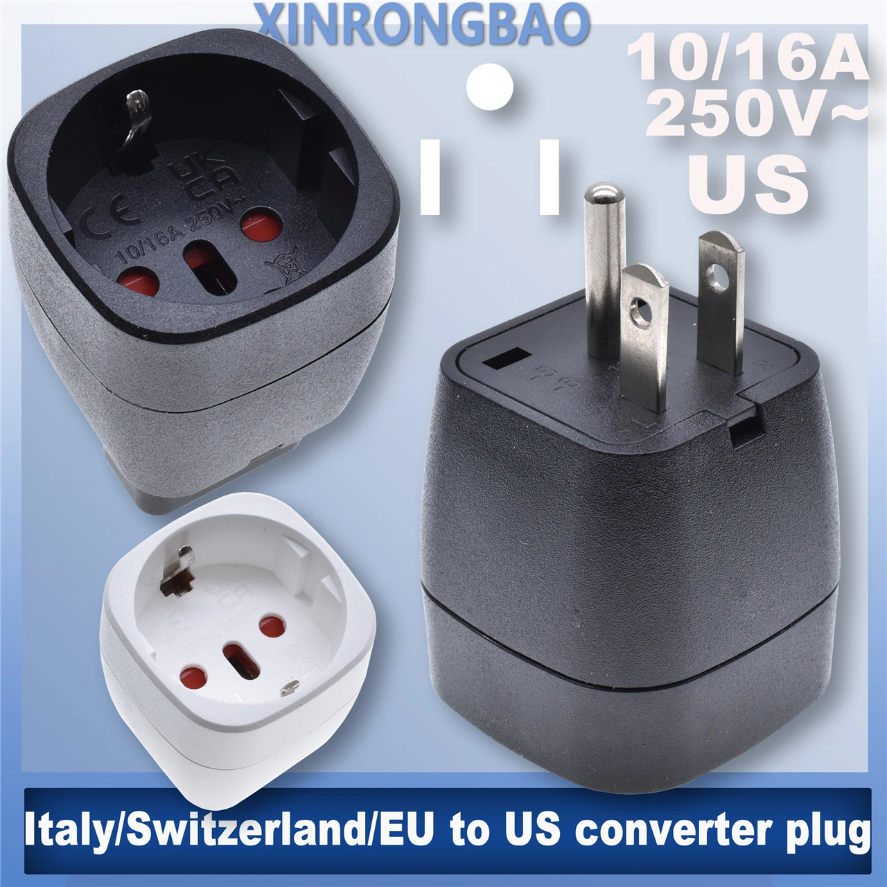 Universal EU to US Power Plug Adapter - Travel-Friendly Converter, Type-E to Type-A