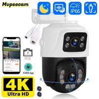 8MP 4K double objectif POE caméra IP PTZ double écran maison intelligente 360 °   Caméra IP de vidéosurveillance filaire détection de mouvement CCTV ICsee 1