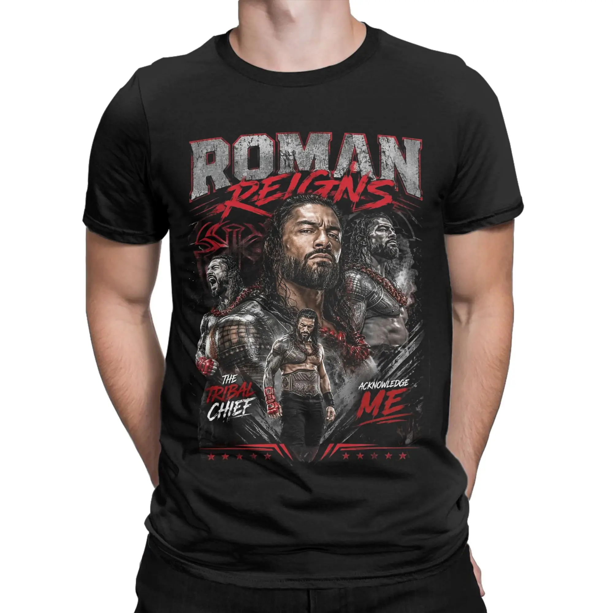 Romans Reigns Tribal Chief T-Shirts für Herren, 100 % Baumwolle, Vintage-T-Shirts, Rundhals-T-Shirt, kurzärmelig, Kleidung, Geschenkidee