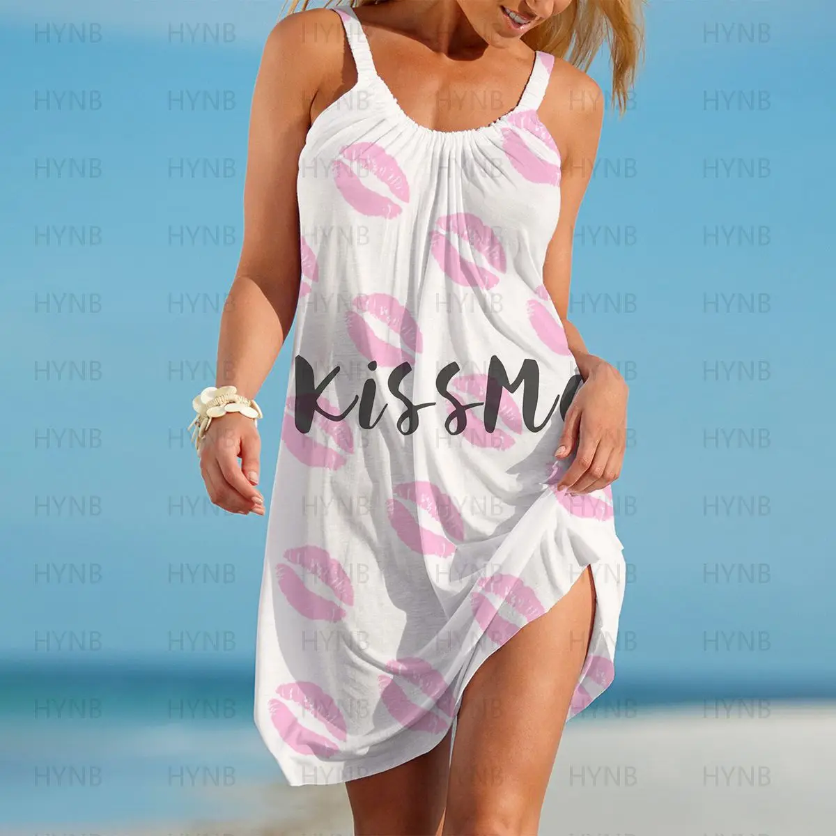 

Sexy Dress Sleeveless Y2k Loose Boho Lipstick Summer Dresses Woman 2022 Kiss Me Women's Free Shipping Sweet Beach Taste Me Party