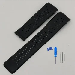 Premium Silicone Wristband - Soft Rubber Watch Strap Chain - 24mm (Black - no buckle)