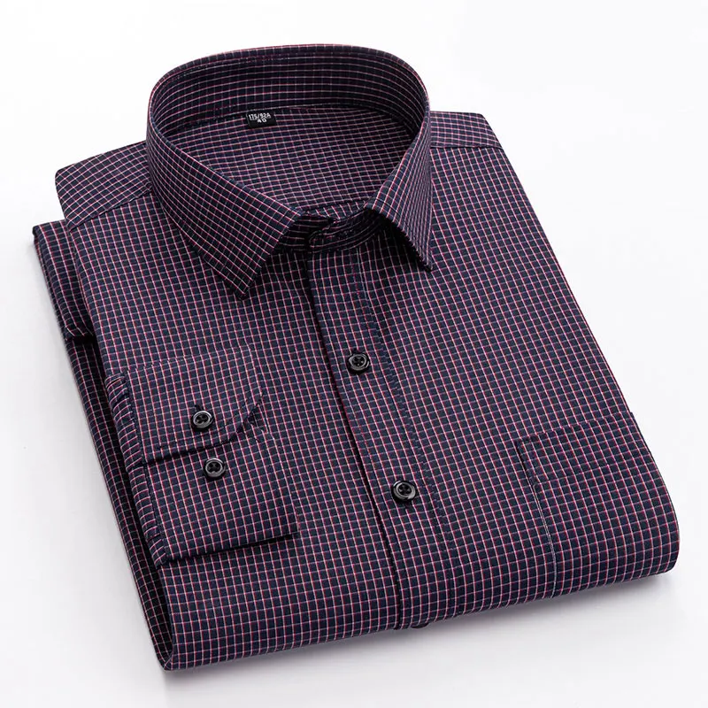 Long Sleeve Formal Mens Striped Dress Shirts Social Turn-down Collar With Pocket Regular Fit Business Smart Casual Shirt For Man