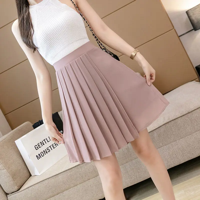 Skirt pants women 2024 summer new chiffon wide-leg casual loose thin fashion exposure-proof shorts.
