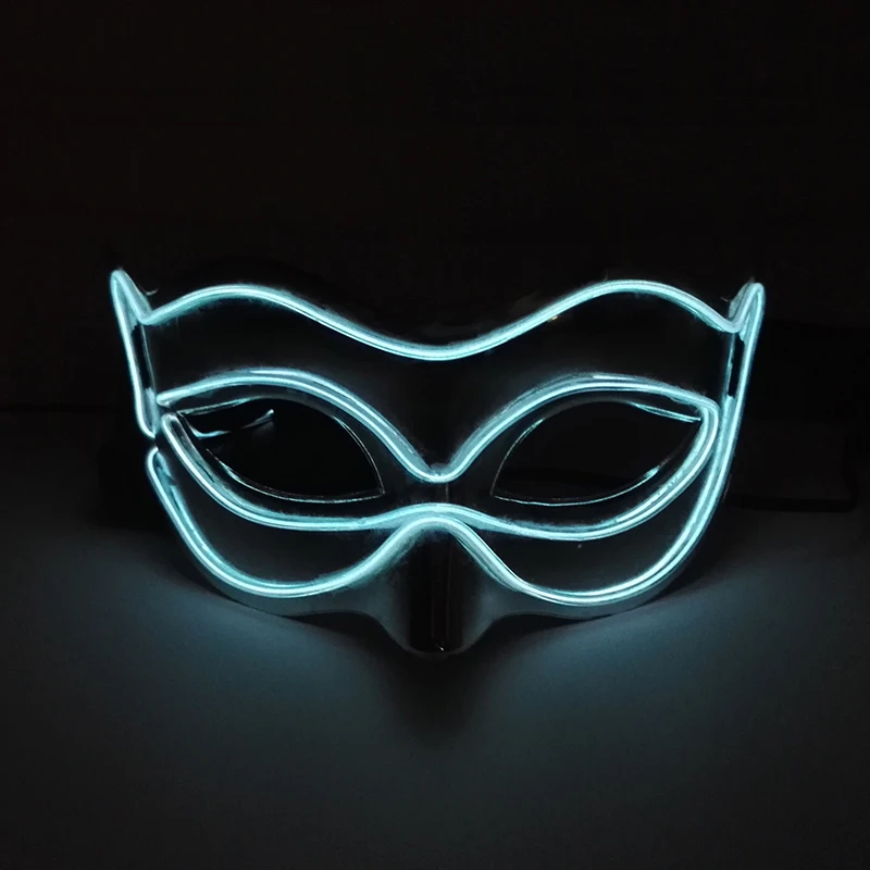Halloween 10-Farben-LED-Maskerade-Maske EL-Draht Venezianische Maske Cosplay Leuchtende Fuchsmaske Tanzparty-Kleid-Accessoires – Detail 19