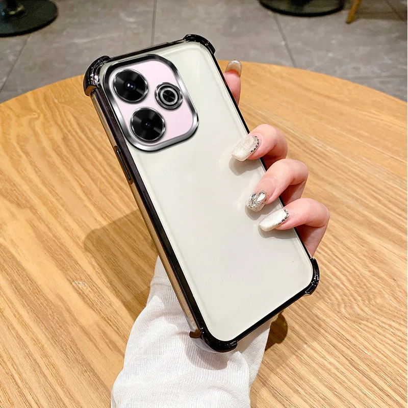 Enhanced Shockproof Silicone Phone Case with Reinforced Corners and Plating Design