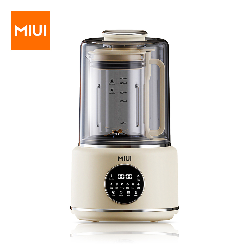 MIUI Food Blender Professional Low Noise Soundproof Heat Milk, Soup, Quiet Smoothie Mixer for Home Kitchen 1.5L Self-Cleaning