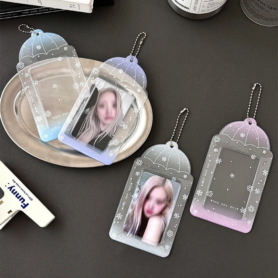 Transparent umbrella Snowflake 3 inch pvc student card cover star storage card cover 3