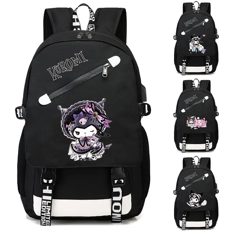 

Холщовый Рюкзак с аниме Kuromi для подростков, школьный ранец для учеников-подростков, Женский дорожный портфель с героями мультфильмов