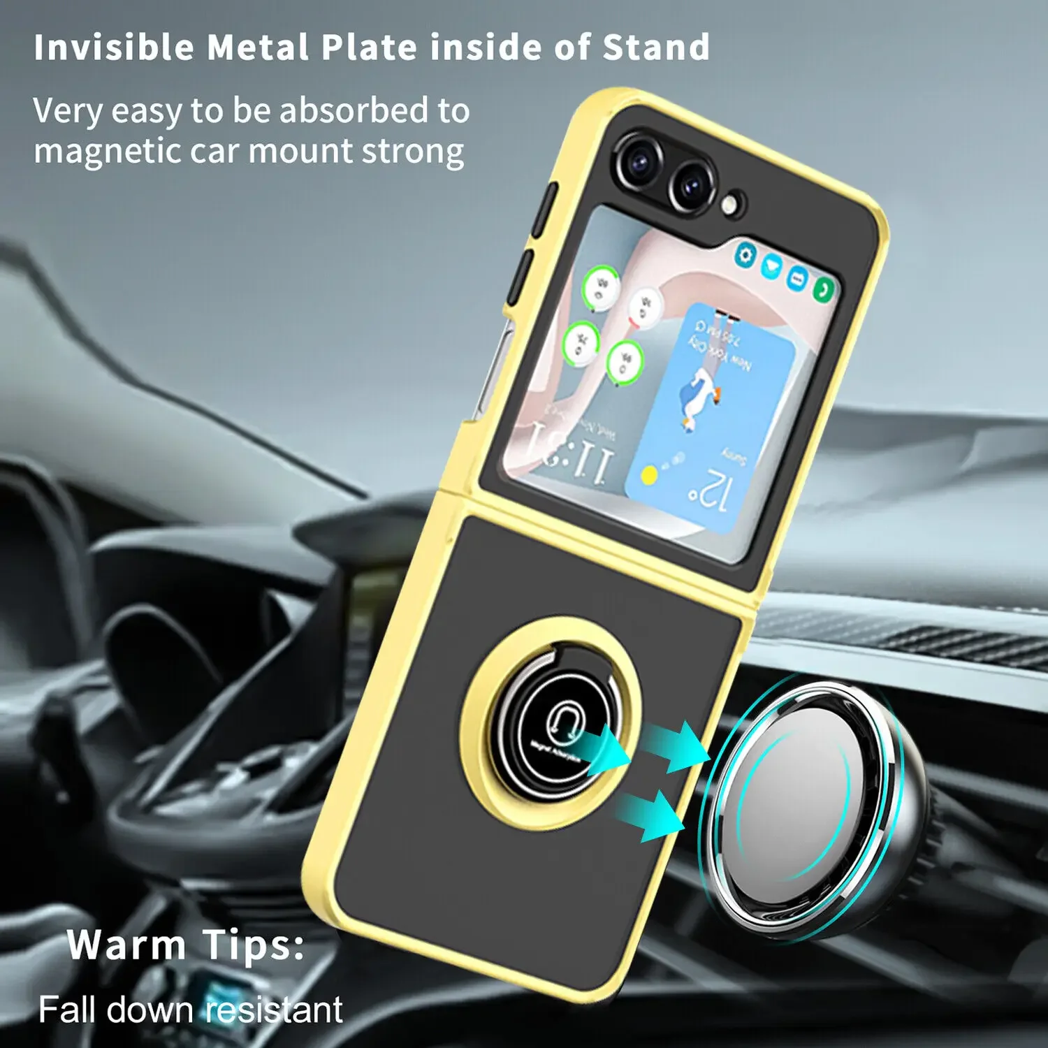 Shockproof Matte Phone Case With Ring Stand For Samsung Galaxy Z Flip_voghion.com