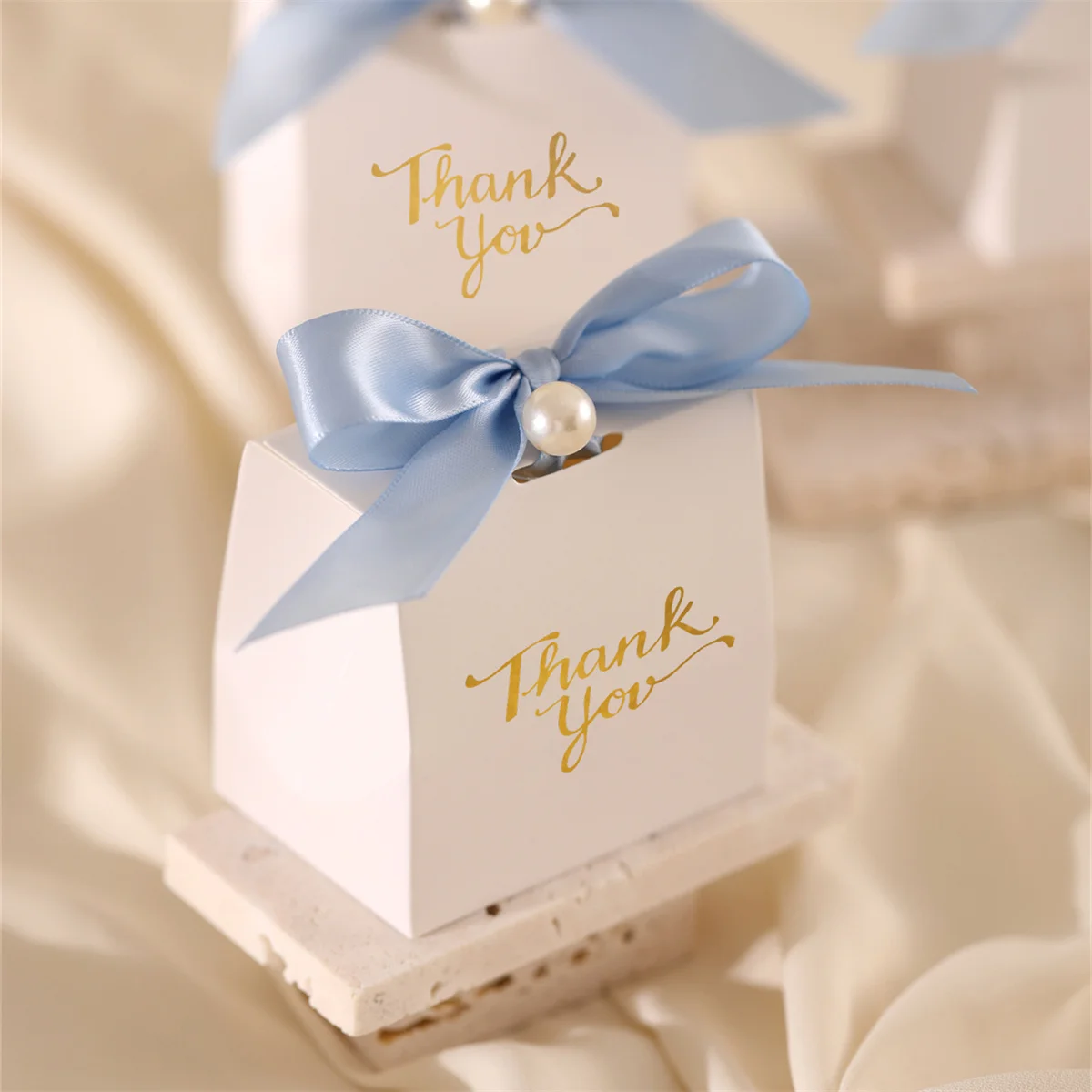 Tin Gift Box THANK YOU, Ribbon with Swarovski, 12 x 12 x 3 cm main image 0